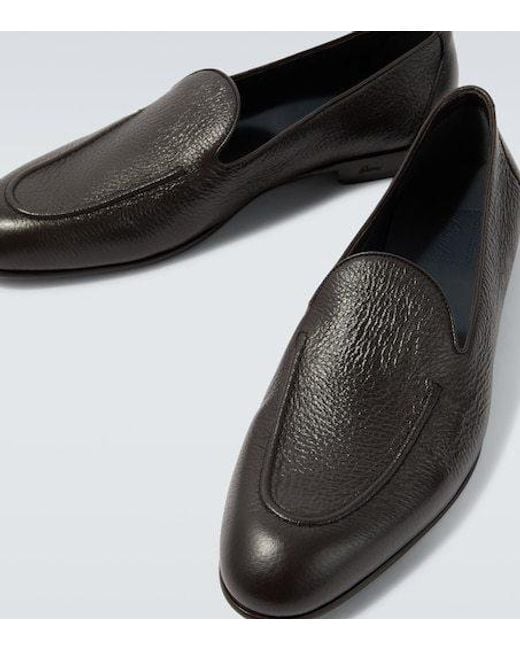 Brioni Black Appia Leather Loafers for men