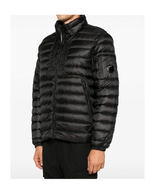 C P Company Black Long-Sleeve Stand-Collar Down Jacket for men