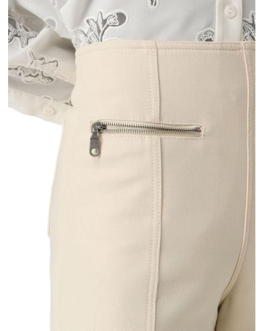 Etro White Flared Wool-Blend Tricotine Trousers