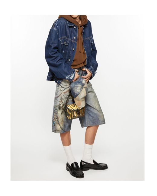 Acne Blue Relaxed Fit Distressed Denim Jacket for men
