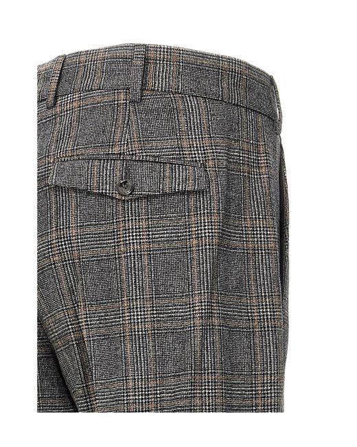 PT01 Gray Checked Casual Pants for men