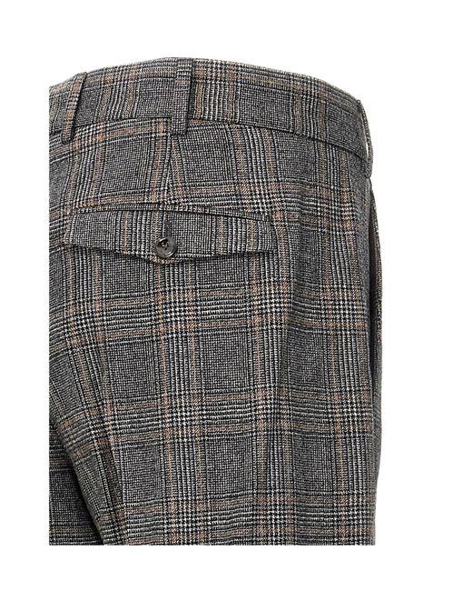 PT01 Gray Checked Casual Pants for men