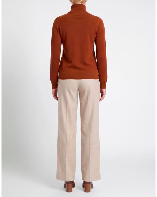 Max Mara Brown Solid Color Knitted Turtleneck Sweater