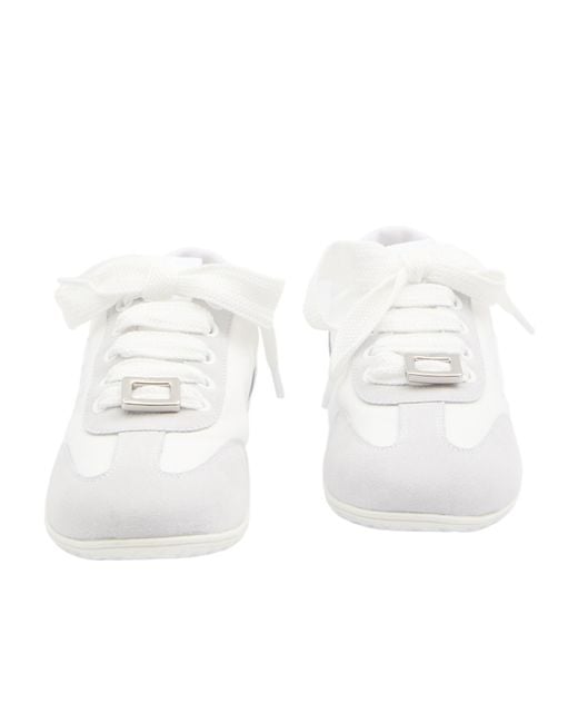 Roger Vivier White Embroidered Buckle Sneakers