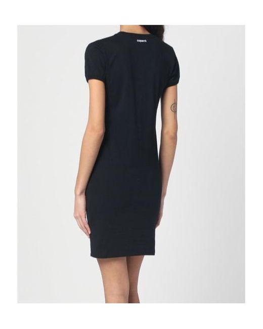 Coperni Black Gathered Heart-Motif Crewneck Mini Dress