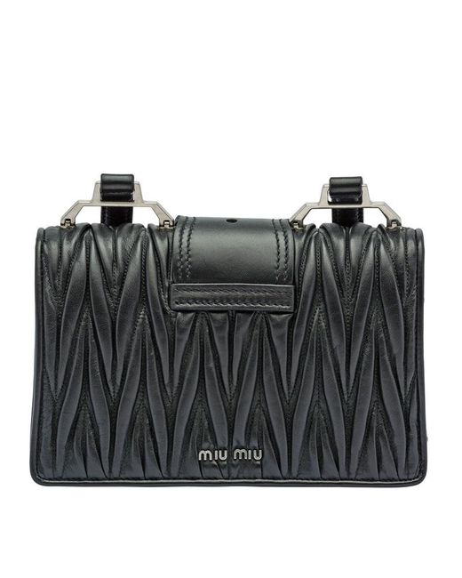 Miu Miu Black Diamond Quilted Shoulder Bag