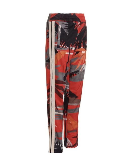 Palm Angels Red Hawaii-Print Track Pants for men