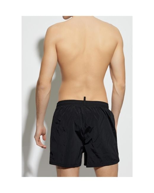 DSquared² Black Elastic Waist Swimming Trunks for men
