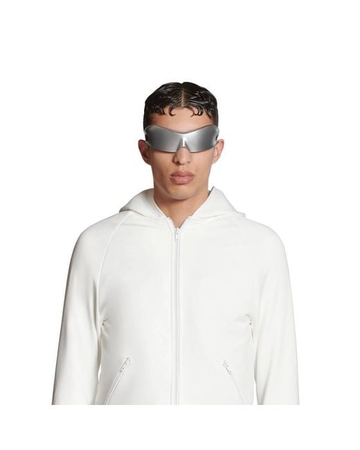 Balenciaga White Long Printed Straight Hem Hoodie for men