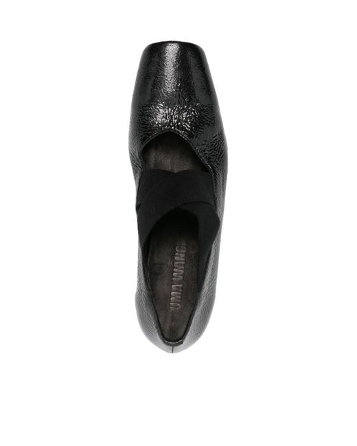 Uma Wang Black Elastic Strap Flats