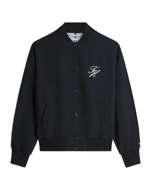 Tommy Hilfiger Blue Timeless Wool Blend Relaxed Bomber Jacket