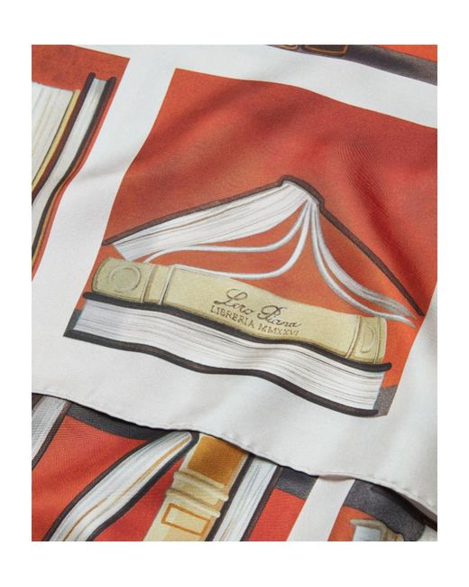 Loro Piana Red The Foulard Library 90 X 90