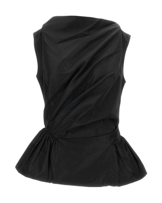 Simone Rocha Black Draped Bind Peplum Top