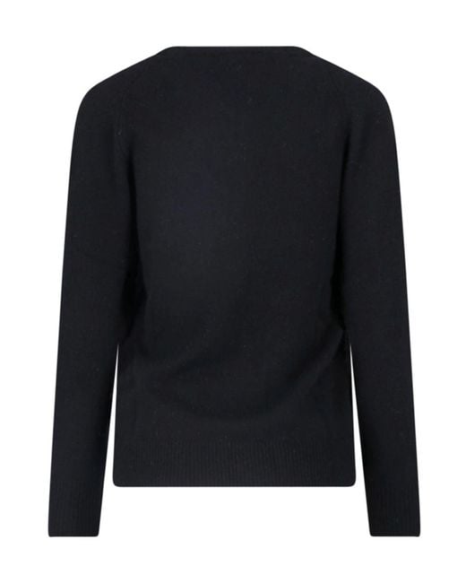 Aspesi Black Ribbed V-Neck Knit Top