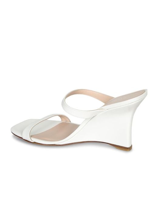 Stuart Weitzman White Square-Toe High-Heeled Sandals
