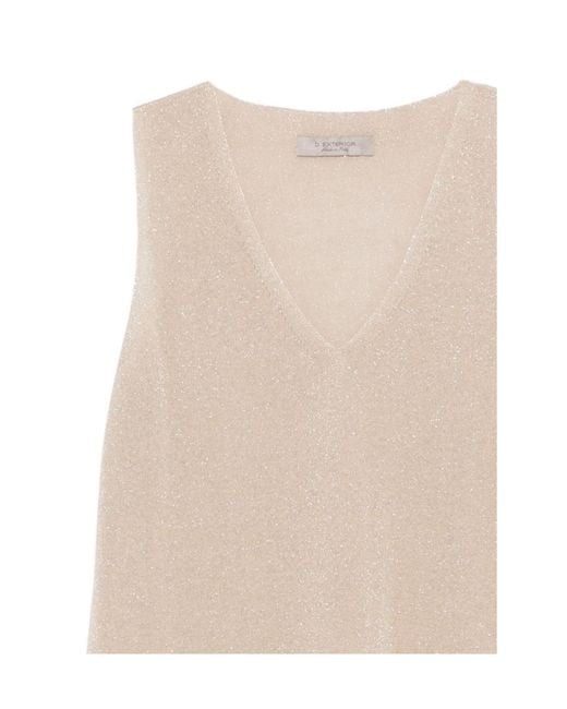 D.exterior Natural V-Neck Sleeveless Top