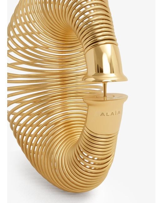 Alaïa Metallic Alaïa Spiral Hoop Earrings