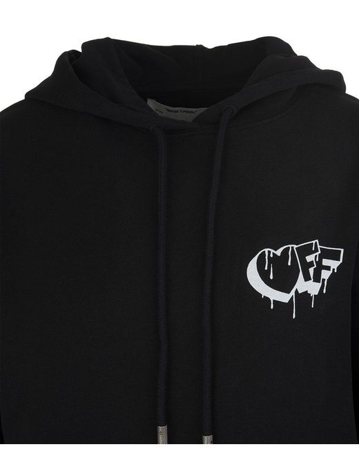 Off-White c/o Virgil Abloh Black Dropping Heart Logo Print Hoodie
