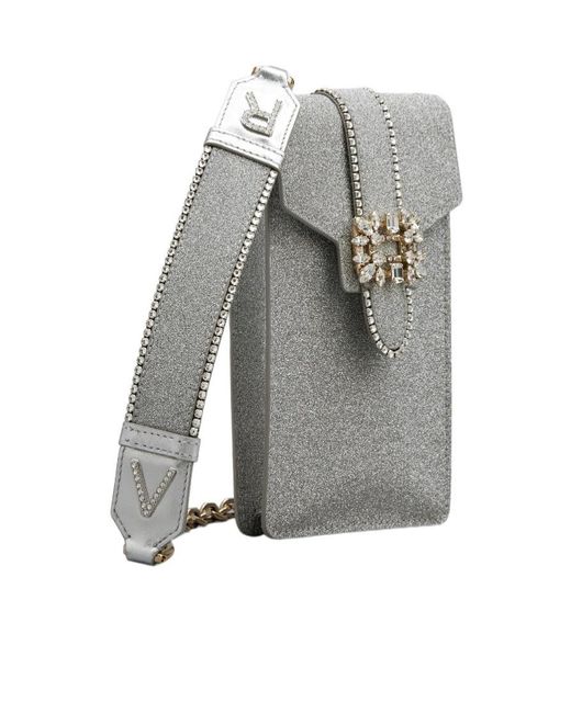 Roger Vivier Gray Miss Vivier Pocket Phone Holder