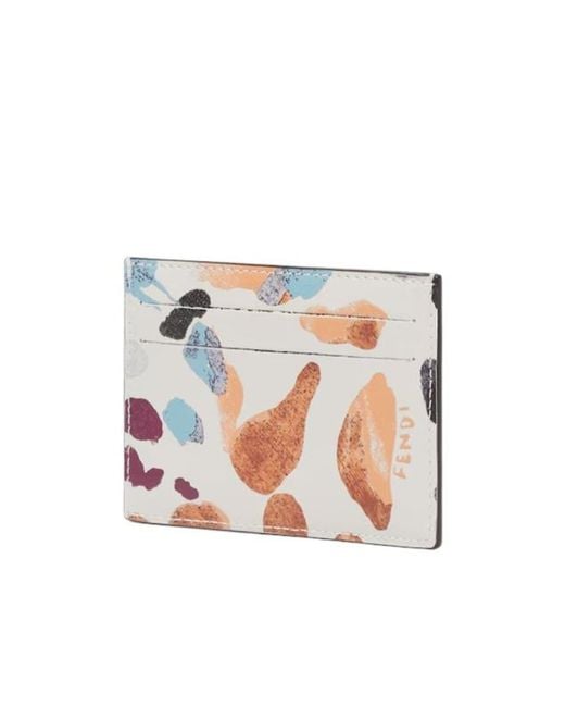 Fendi White Ff Squared Slim Card Holder for men