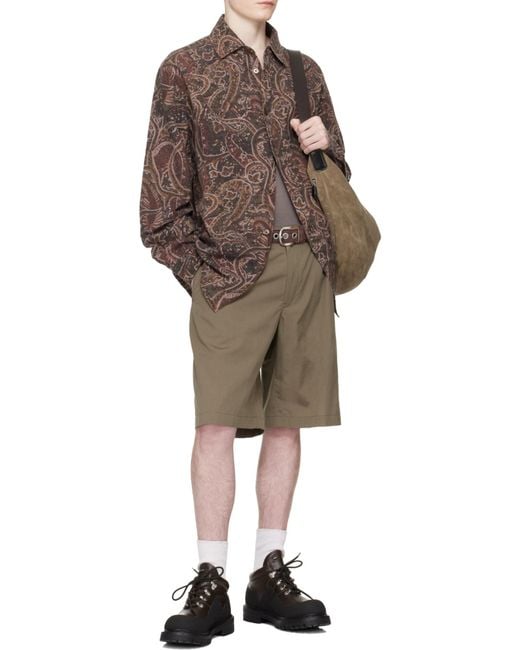 Our Legacy Green Pleated Tailored Shorts for men