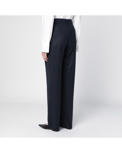 Stella McCartney Blue Mid-Rise Pleat Detailed Trousers