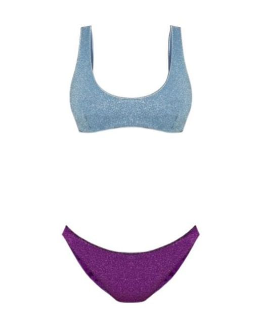 Oseree Blue Glitter-Detailing Bikini