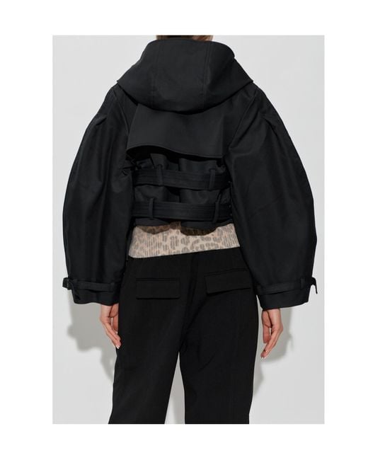 Ganni Black Logo Plaque Cropped Jacket
