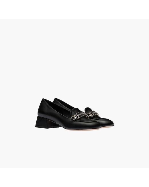 Miu Miu Black Leather Loafers