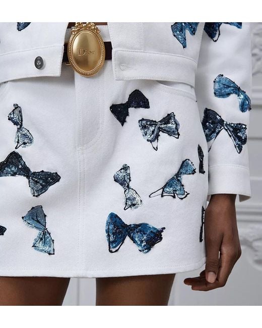 Dior White Iviera Straight Miniskirt
