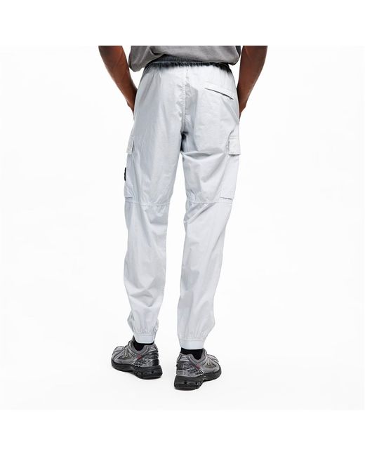 Stone Island White Logo Cargo Track Pants for men