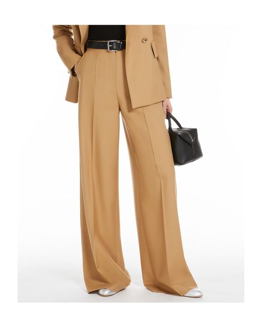Max Mara Natural Senna Wide Leg Palazzo Pants