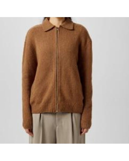 AYA MUSE Brown Knitted Zipper Jacket