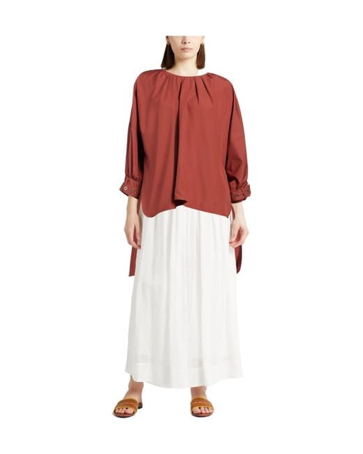 Max Mara Red Solid Color Long-Sleeve Top