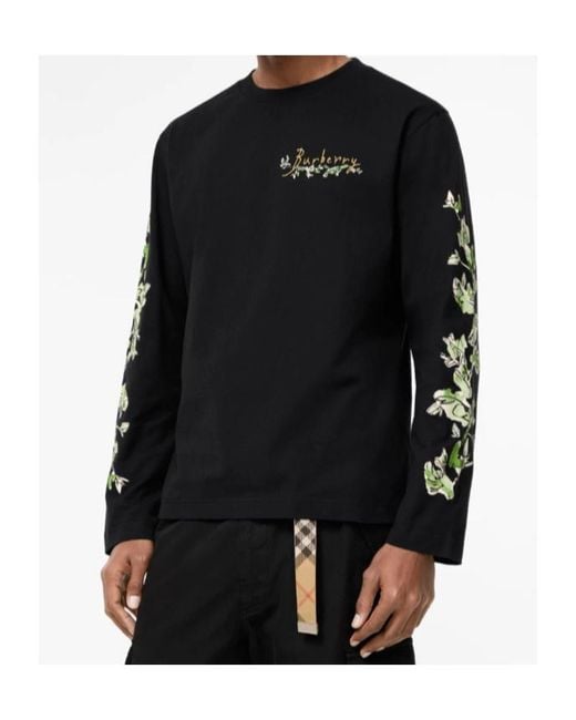 Burberry Black Long-Sleeve Brave Little Tree Cotton T-Shirt for men
