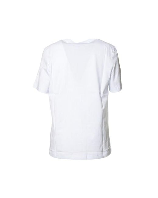 MSGM White Logo Printed Crewneck T-Shirt for men