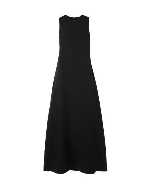 The Row Black Eno Crepe Extra-Long Dress