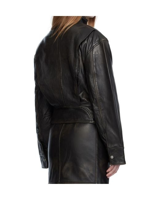 Christopher Esber Black Burnished Belted Leather Jacket