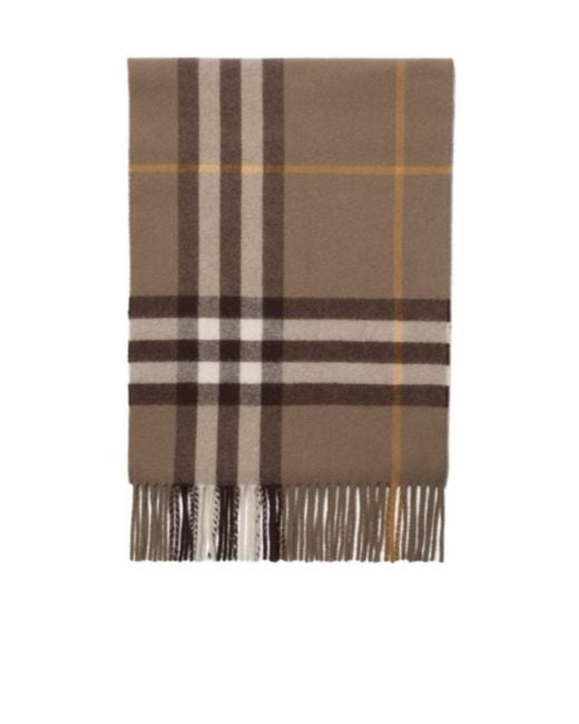 Burberry Natural Checked Fringed-Edge Scarf