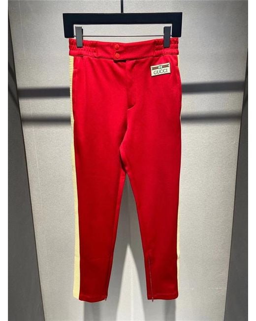 Gucci Red Side-Stripe Track Pants for men