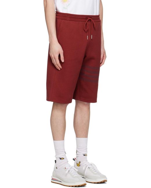 Thom Browne Red Stripe Detailed Drawstring Shorts for men