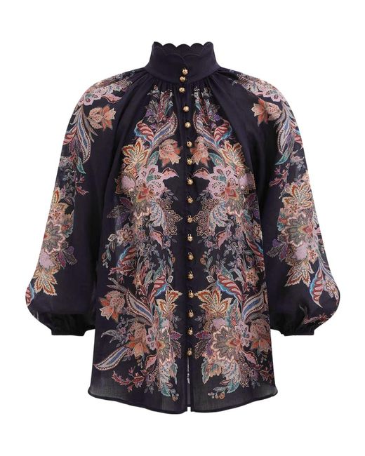 Zimmermann Blue Rhiannon Billow Blouse