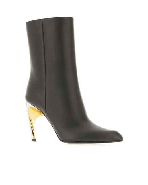 McQueen Black 95Mm Leather Ankle Boots