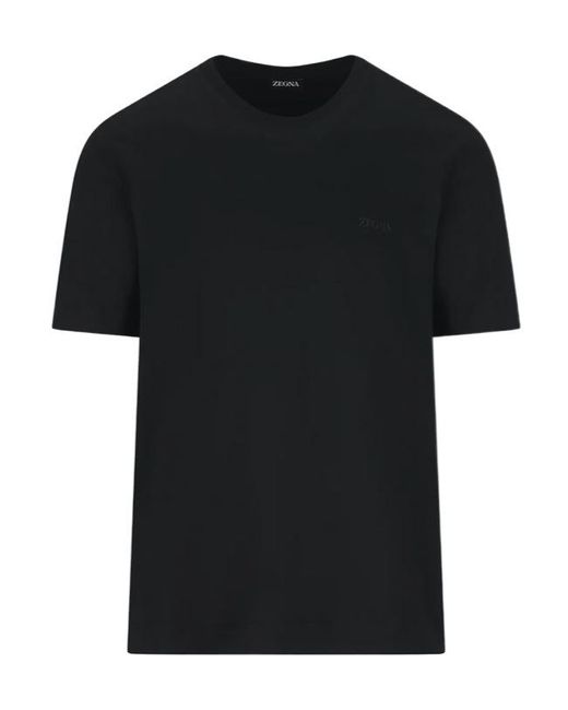 Zegna Black Short Sleeve Crewneck T-Shirt for men