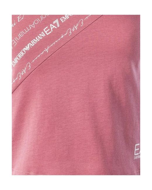 EA7 Pink T-Shirt With Round Neck And Short Sleeves