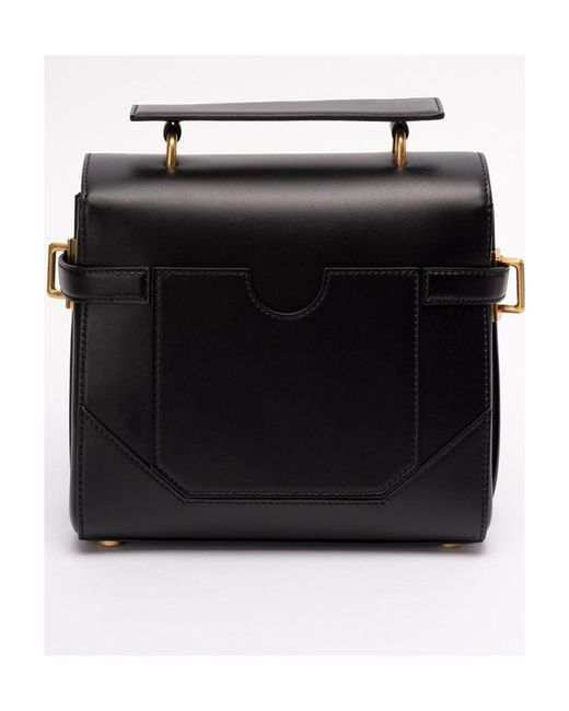 Balmain Black Smooth Leather B-Buzz 23 Bag