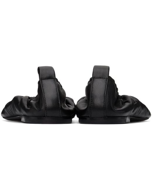 Jil Sander Black Gathered Detail Slip-On Flat Ballerinas