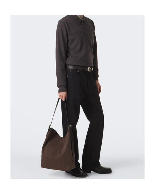Lemaire Brown Logo-Detail Shoulder Bag for men