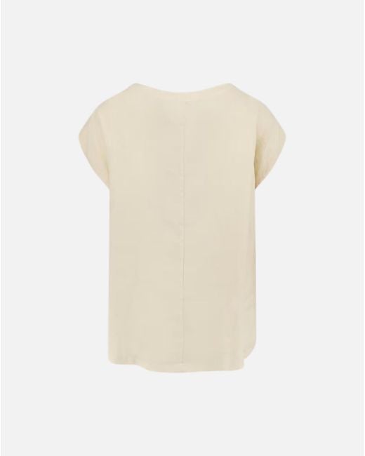 Aspesi Natural Lace-Up Short-Sleeve Blouse