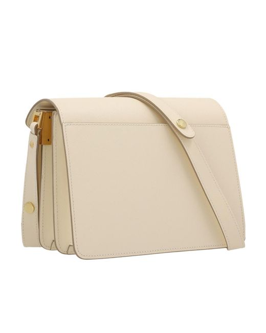 Marni Natural Trunk Foldover Top Medium Shoulder Bag